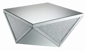 Amore Square Coffee Table with Triangle Detailing Silver and Clear Mirror