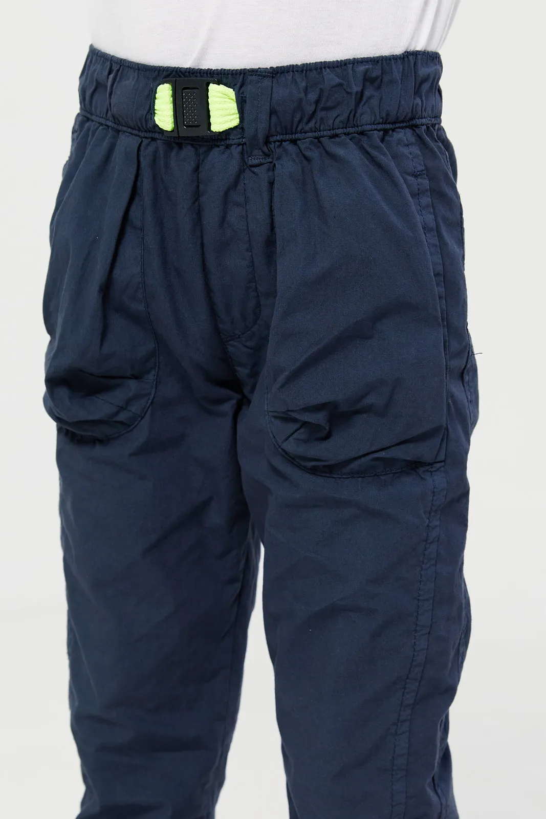 Boys Navy Pull-on Poplin Jogger With All Around Adjuster