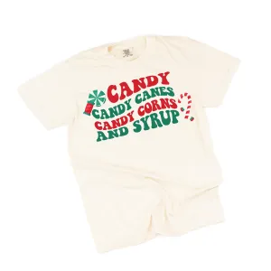 Candy, Candy Canes, Candy Corns And Syrup - Comfort Colors Tee