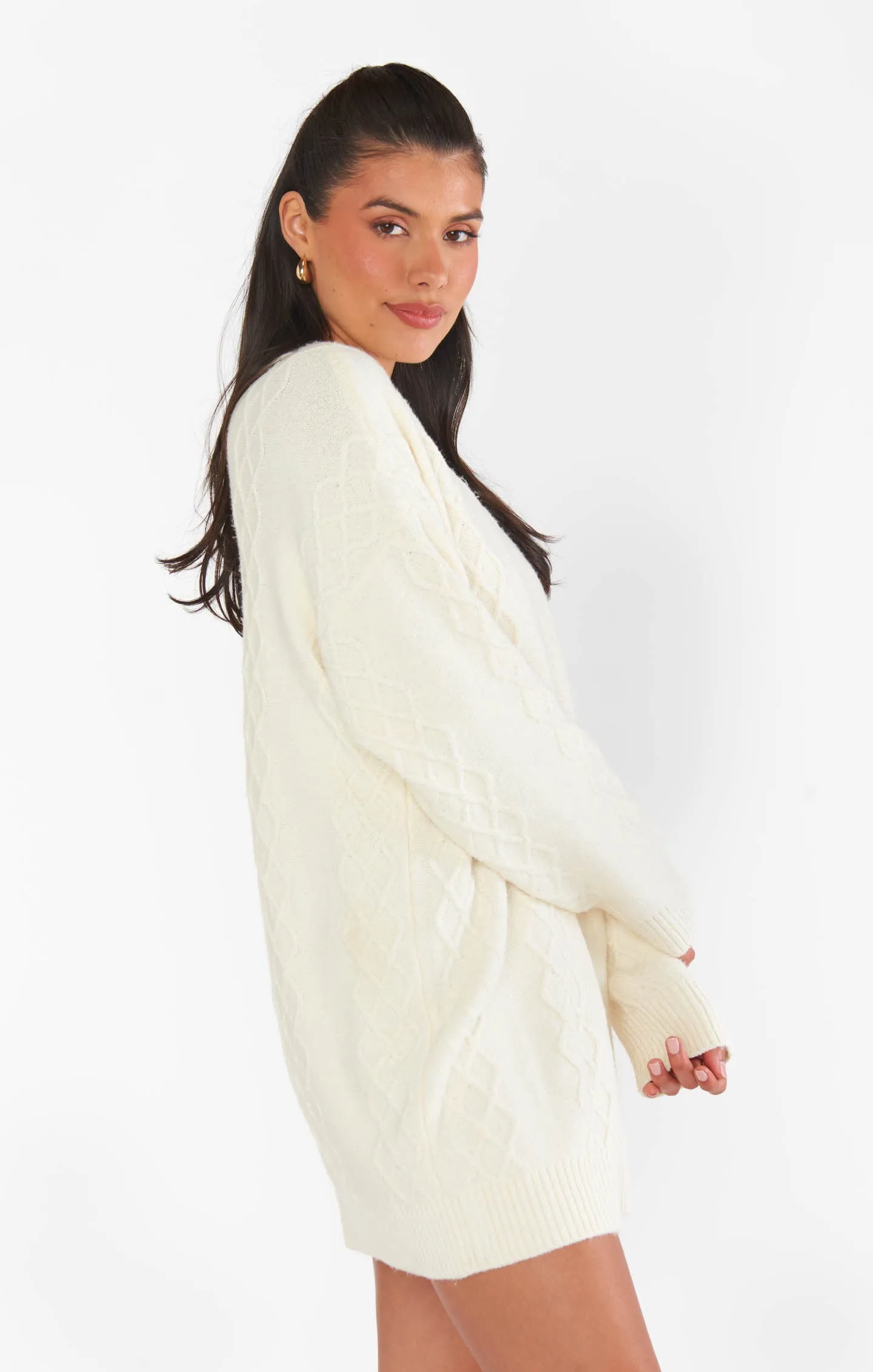 Canyon Tunic Sweater ~ Cream Fuzzy Knit