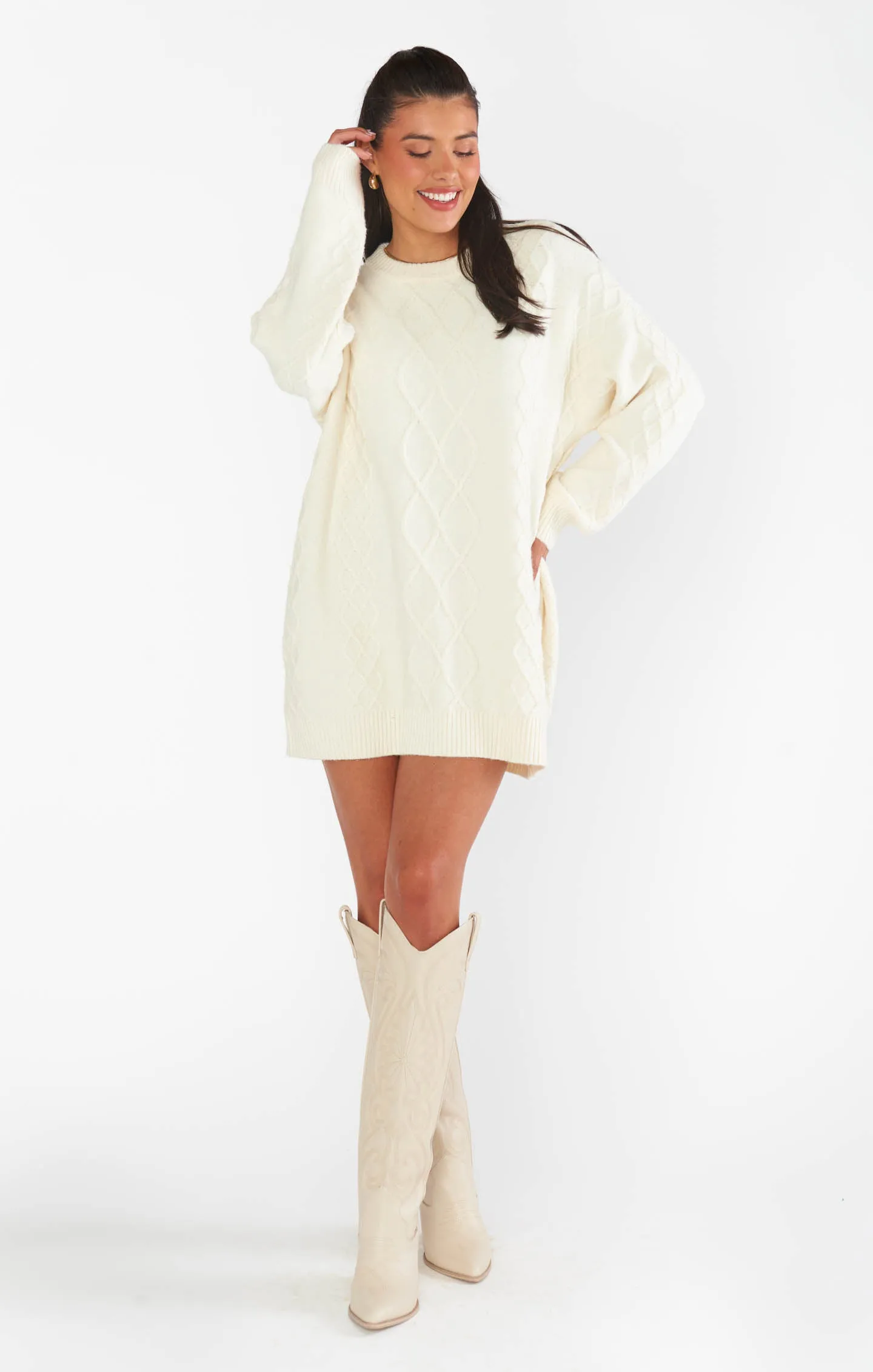 Canyon Tunic Sweater ~ Cream Fuzzy Knit