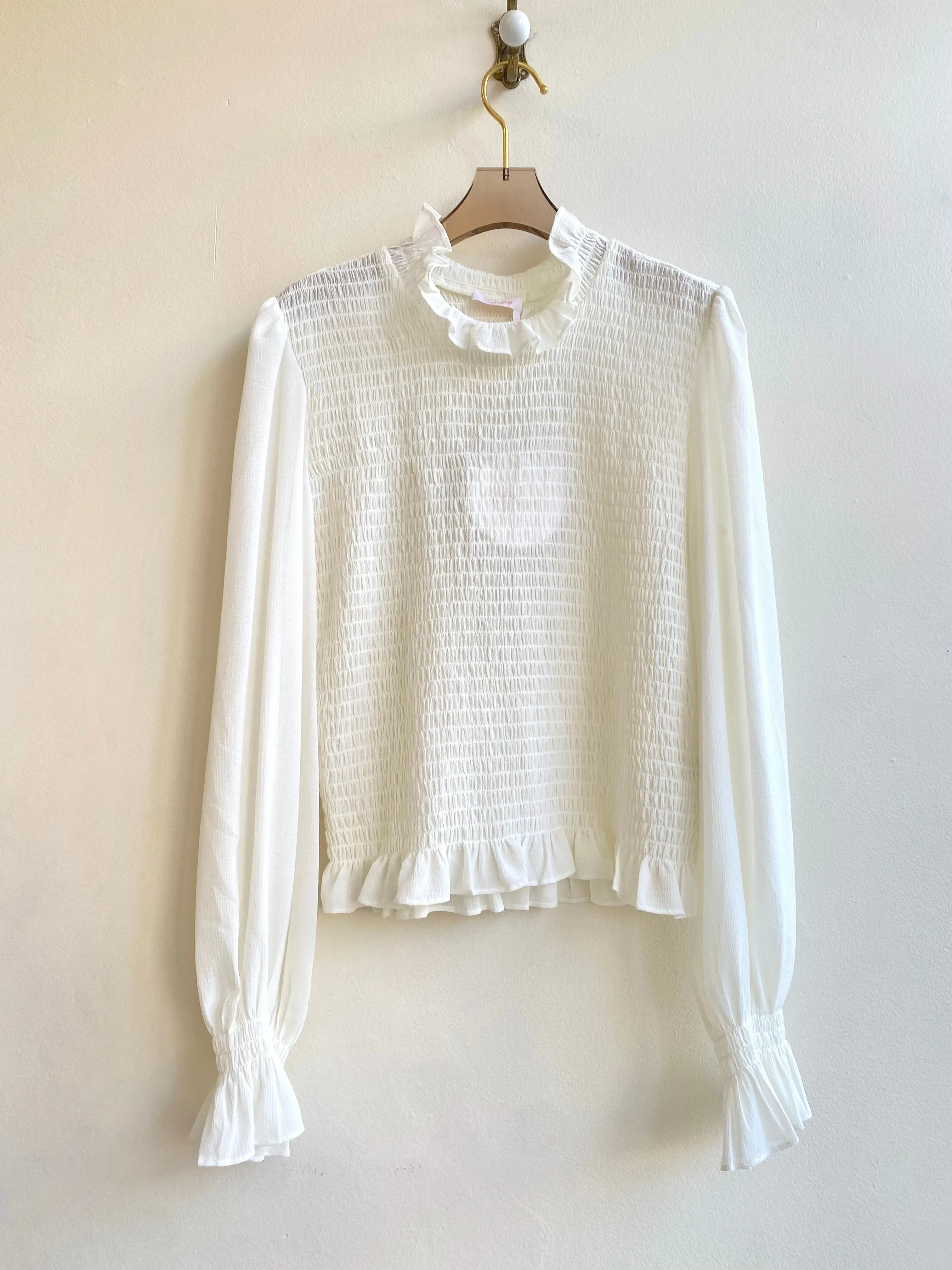 Chloé  | White Smocked Sheer Blouse (Vintage)