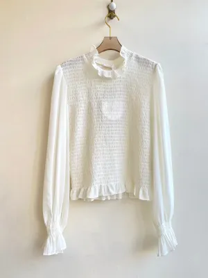 Chloé  | White Smocked Sheer Blouse (Vintage)