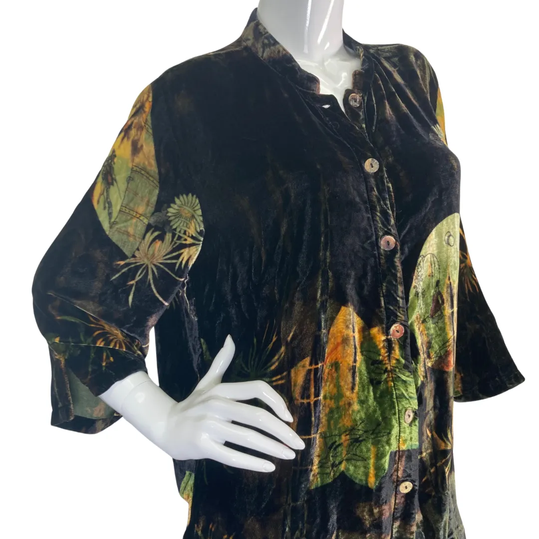 Citron Luxurious Velvet Cardigan Blouse