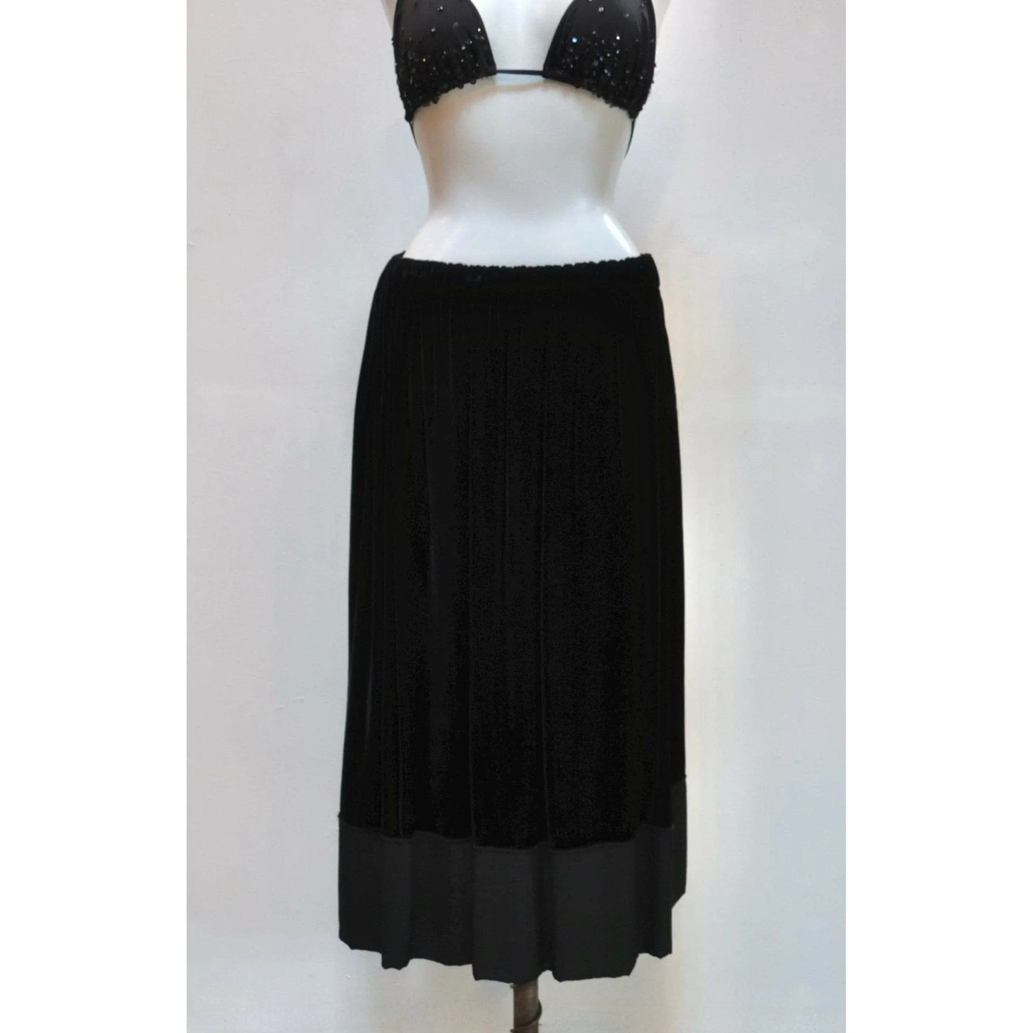 Comme Des Garçons Black Velvet Drawstring Skirt