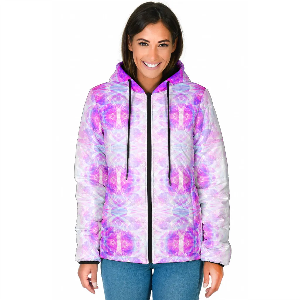 COSMIC FRACTAL PATTERN - MAGENTA | WOMEN'S WINTER HOODIE JACKET | YANTRART