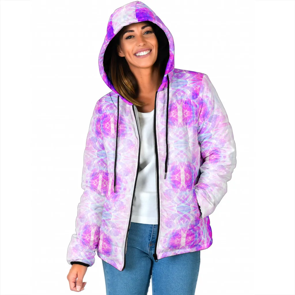 COSMIC FRACTAL PATTERN - MAGENTA | WOMEN'S WINTER HOODIE JACKET | YANTRART