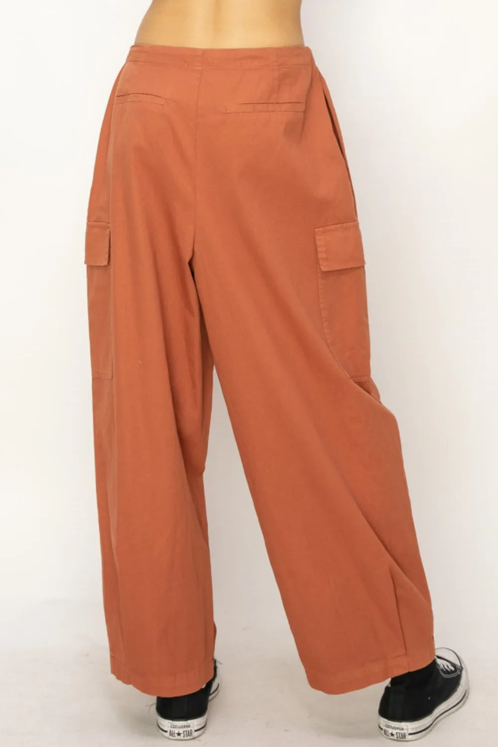 Drawstring Cargo Wide Leg Pants