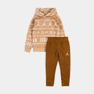 Essentials Holiday Pullover and Jogger Preschool Set (Brown)