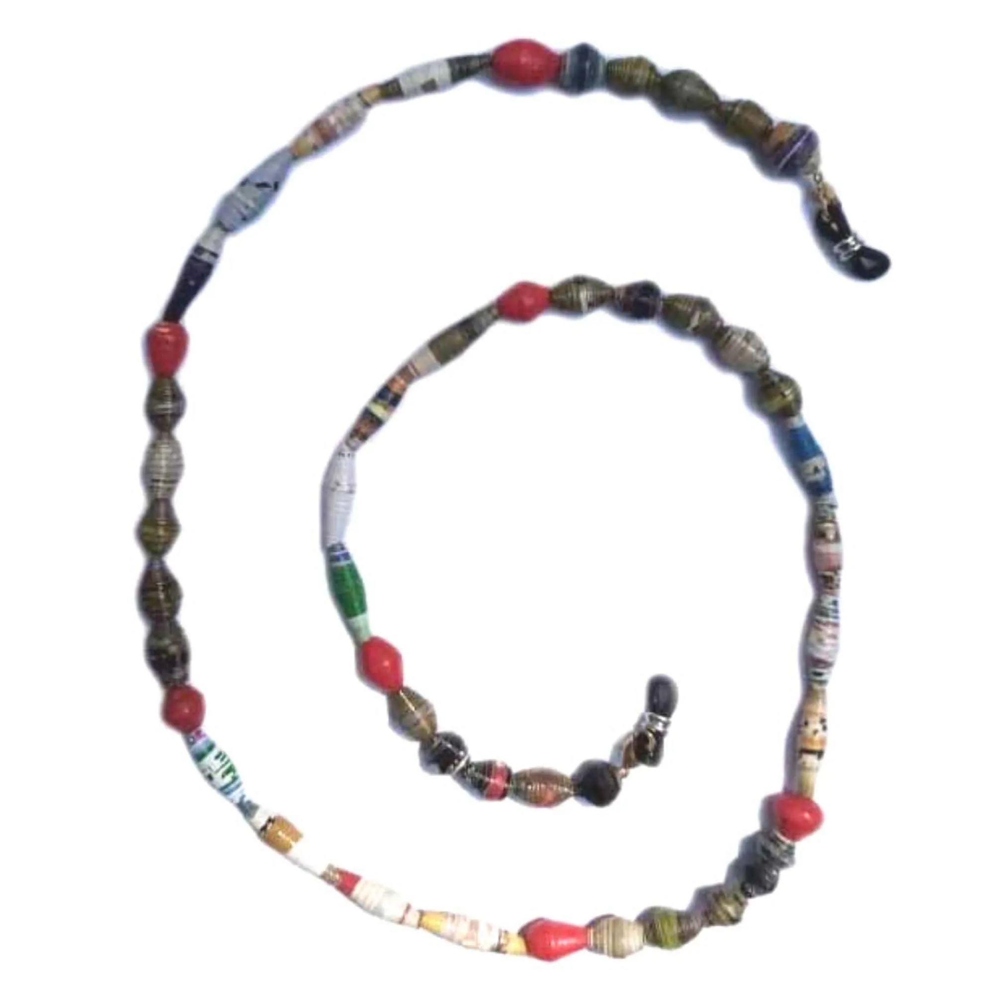 Face Mask/Eyeglass Paper Bead Chain, Black and Red