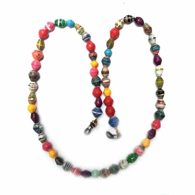 Face Mask/Eyeglass Paper Bead Chain, Colorful Round Beads