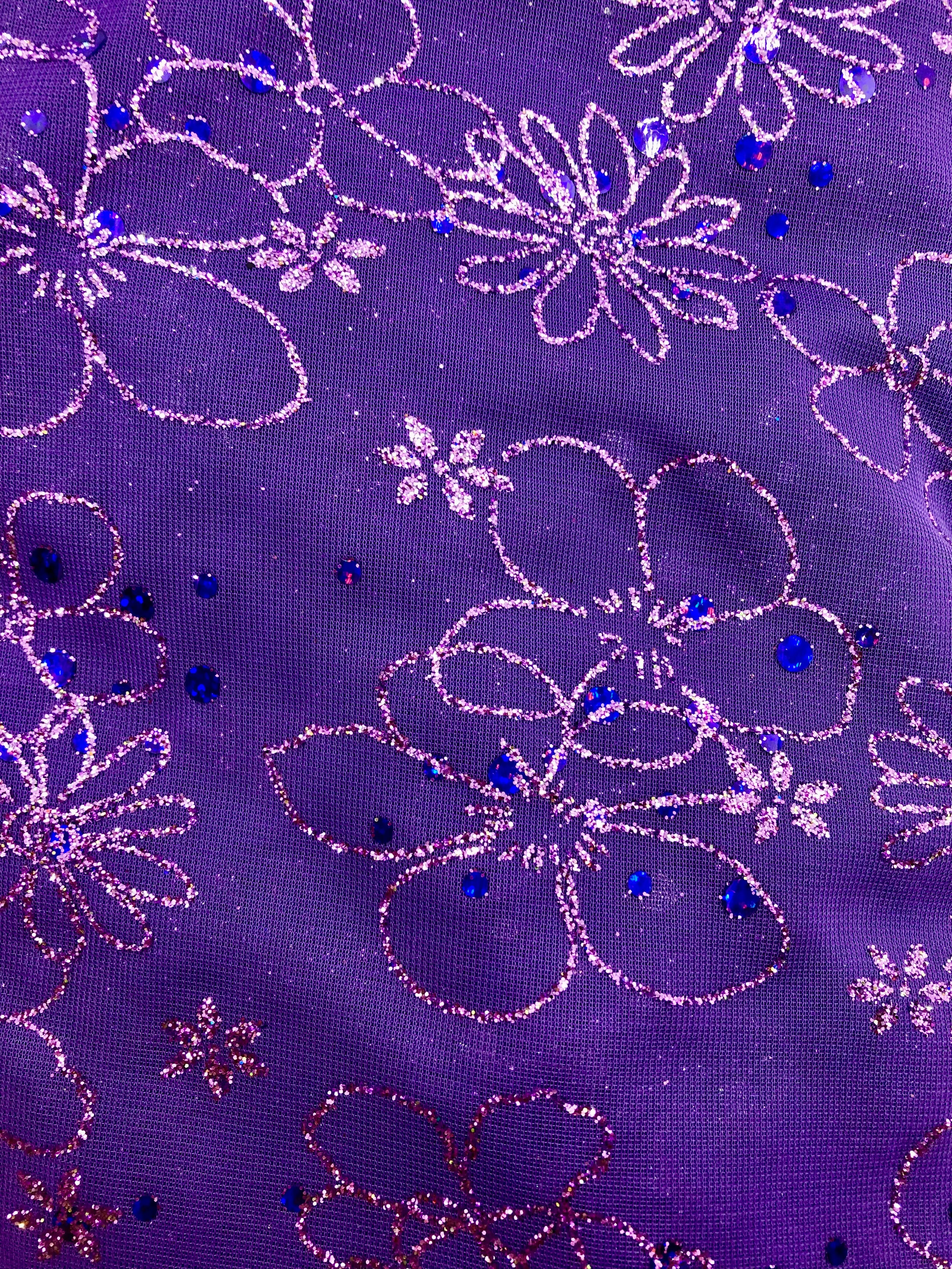 Fancy Lace - Chiffon with Glitter Design 60-inches Wide Purple