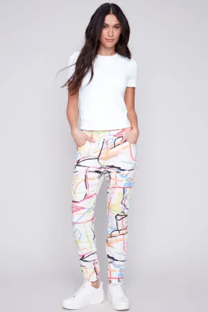 GRAFFITI PRINT CRINKLE JOGGER