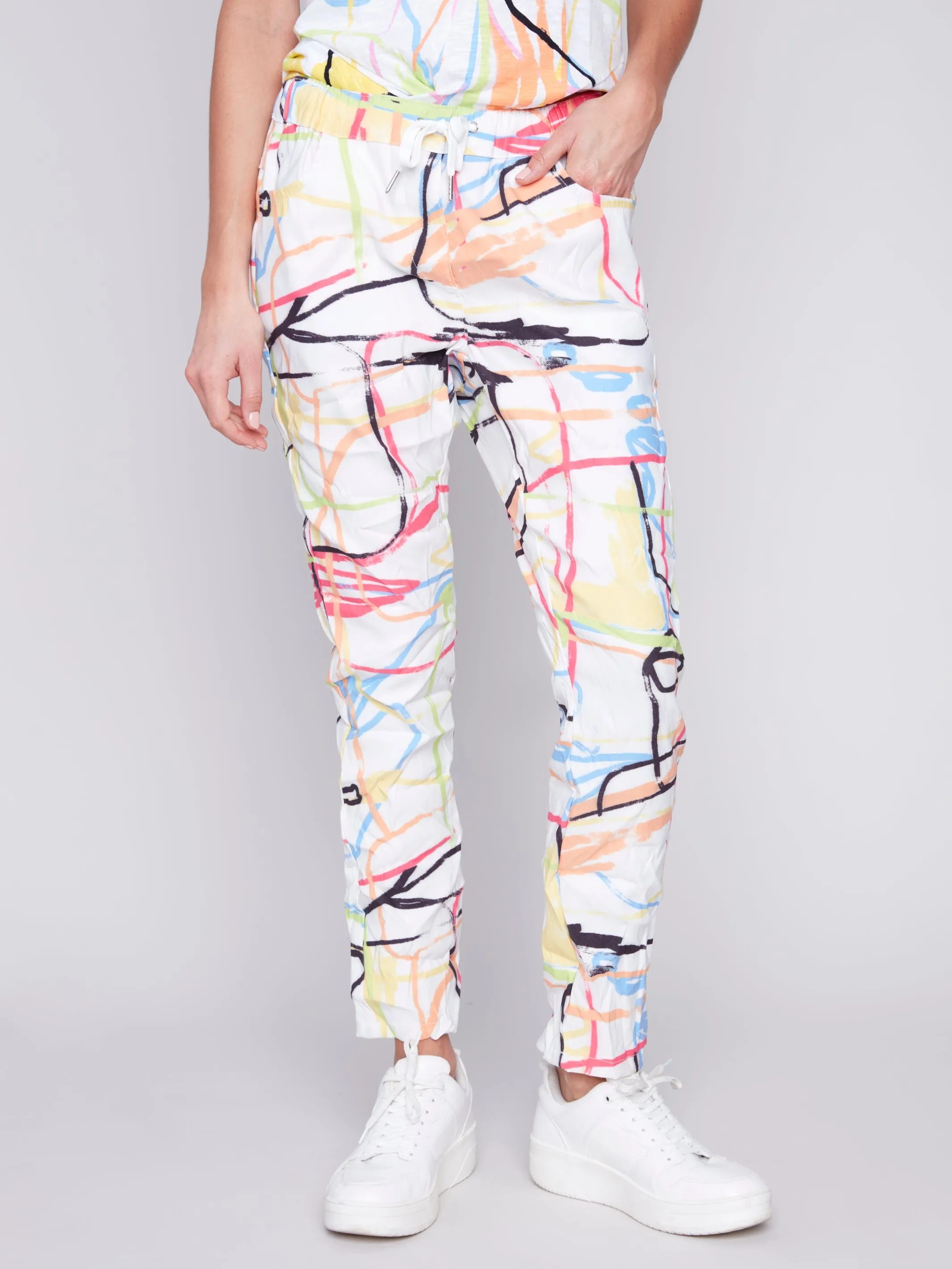 GRAFFITI PRINT CRINKLE JOGGER