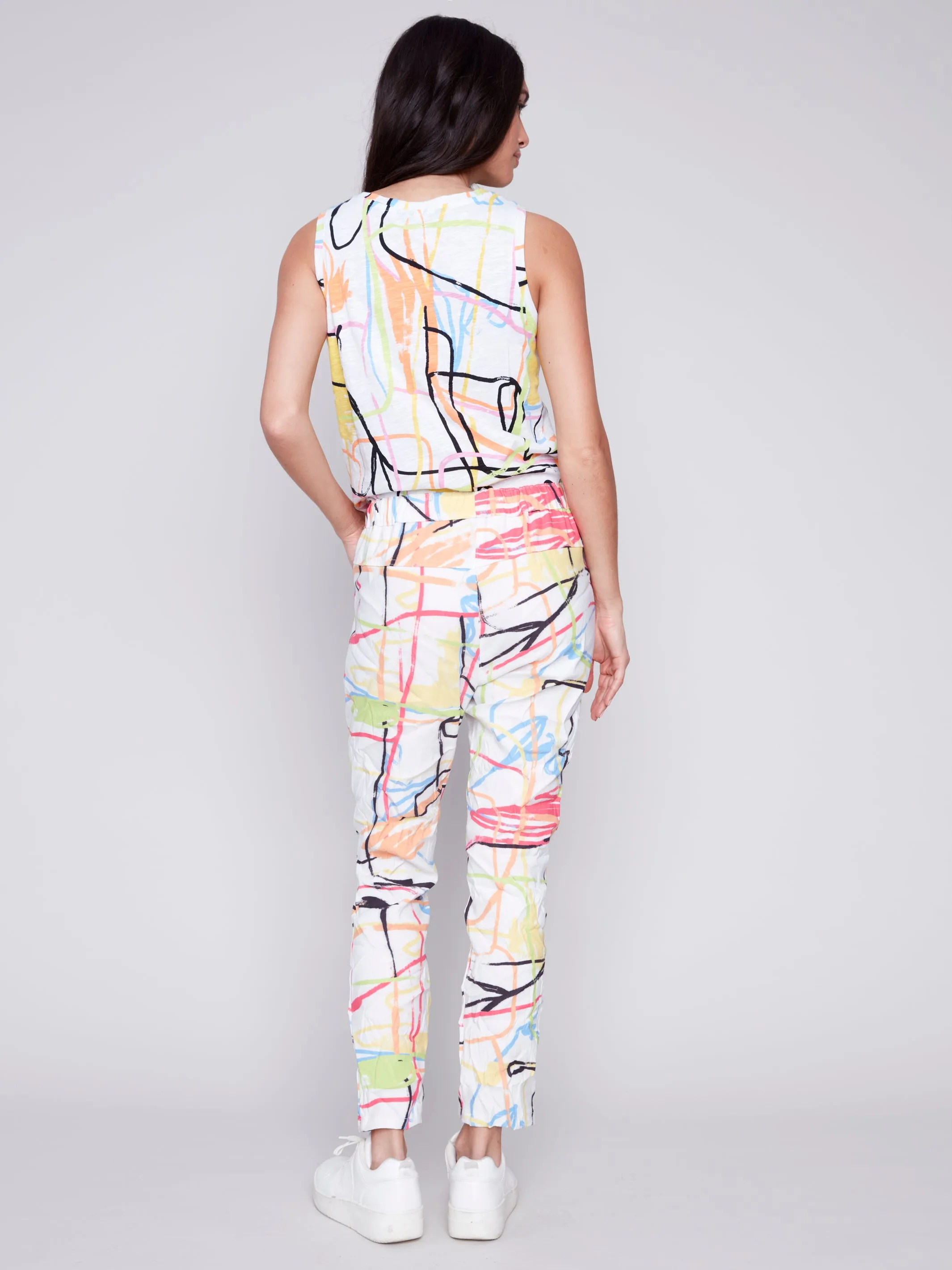 GRAFFITI PRINT CRINKLE JOGGER