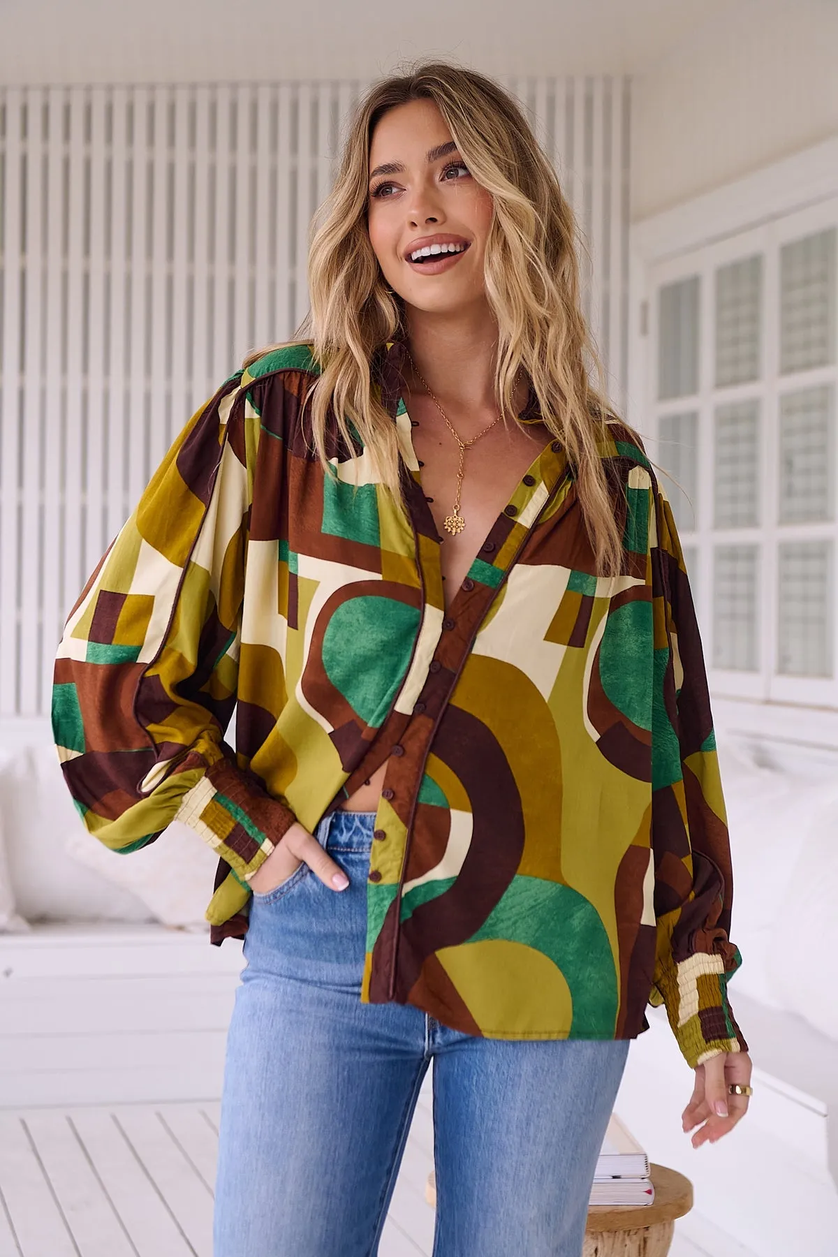 Jaase - Beau Shirt Blouse Long Sleeve Button Front - Bardot Collection