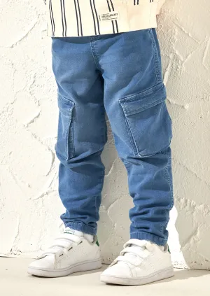 Jace Blue Cargo Washed Denim Jogger