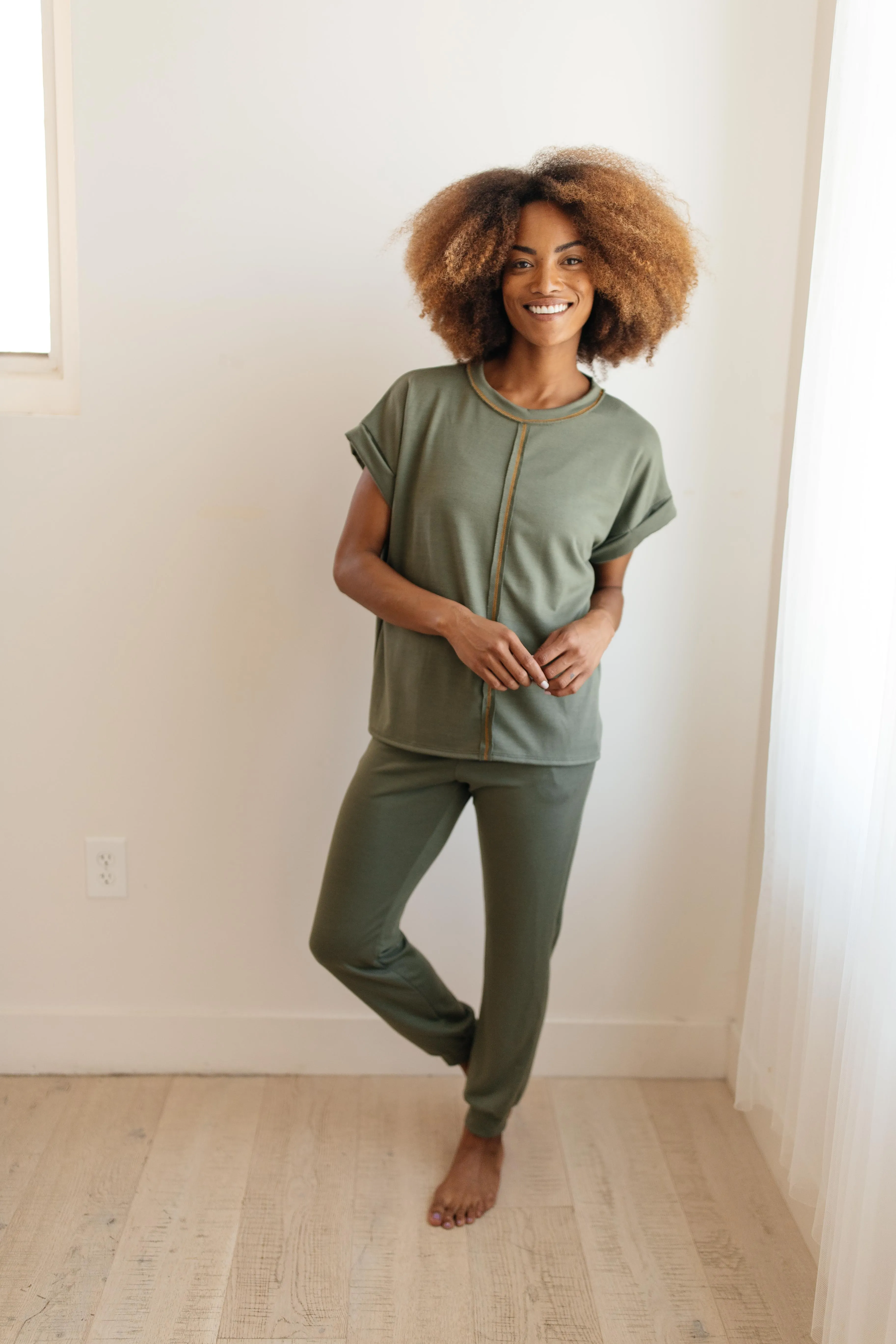 Luxurious Loungewear Top In Olive