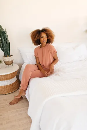 Luxurious Loungewear Top In Terracotta