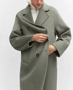 Mango Womens Handmade Oversized Wool Coat - Sage, Size XS