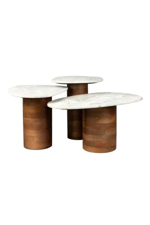 Marble Pedestal Side Tables (3) | Dutchbone Suki