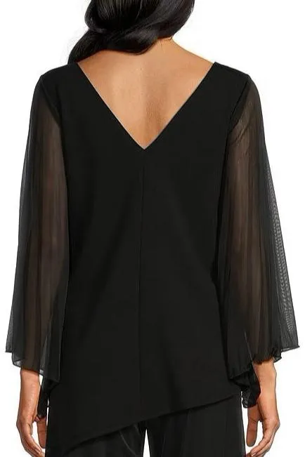 Marina Chiffon Sleeve Boat Neck Scuba Crepe Top