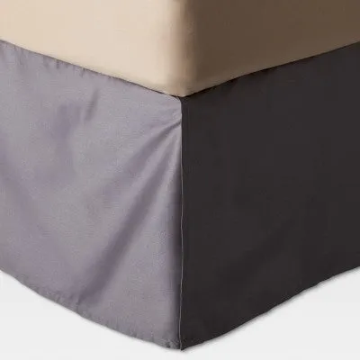 New - Threshold Bed Skirt Cotton Sateen Pleated Wrinkle-Free, Gray, Full