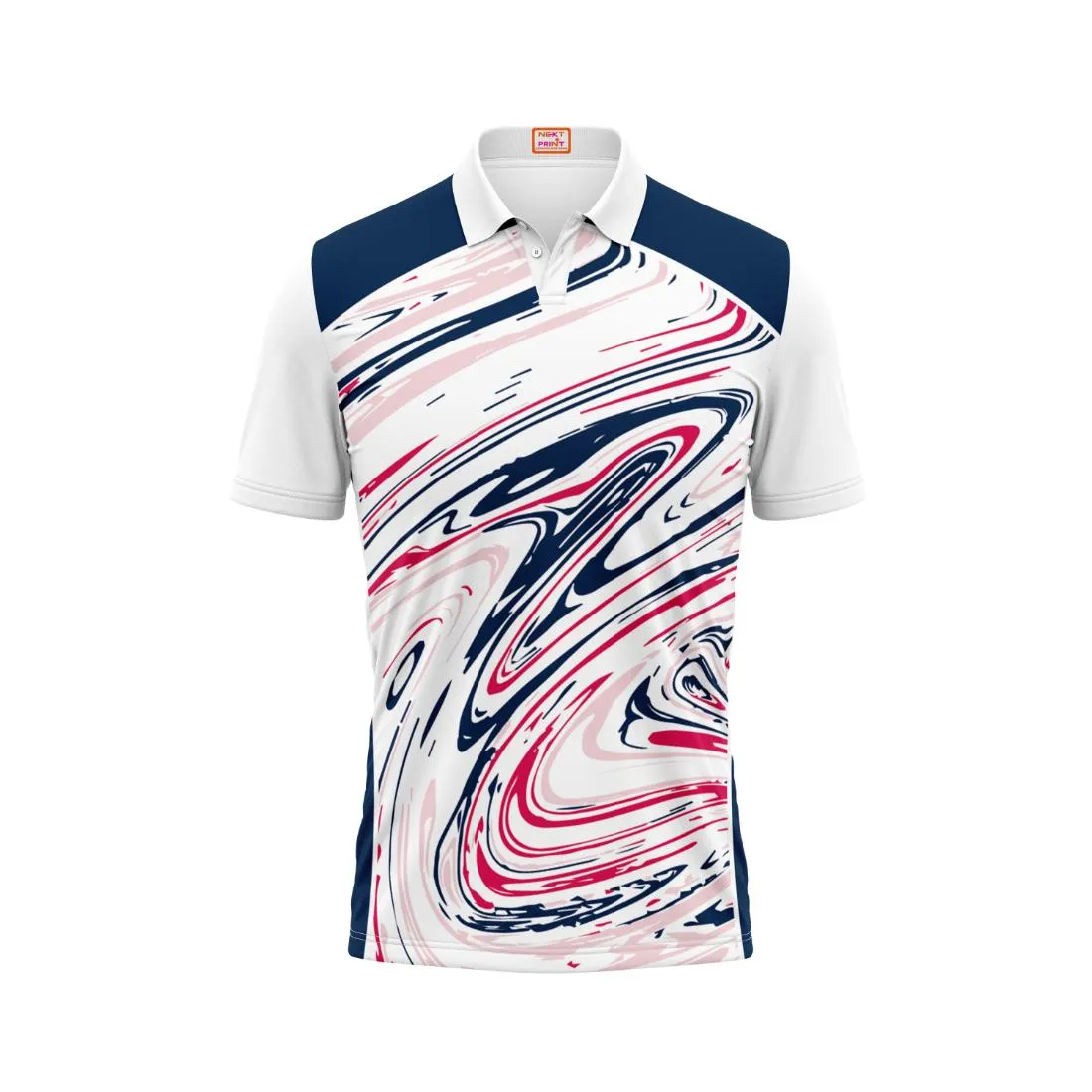 Next Print Customized Polo Neck White Jersey NPTS72