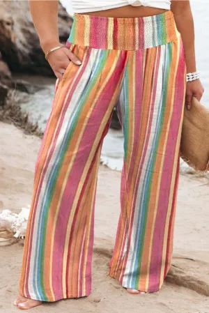 Plus Size Striped Wide Leg Pants - Comfortable & Stylish