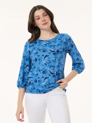 Printed Puff Sleeve Top, Moss Crepe