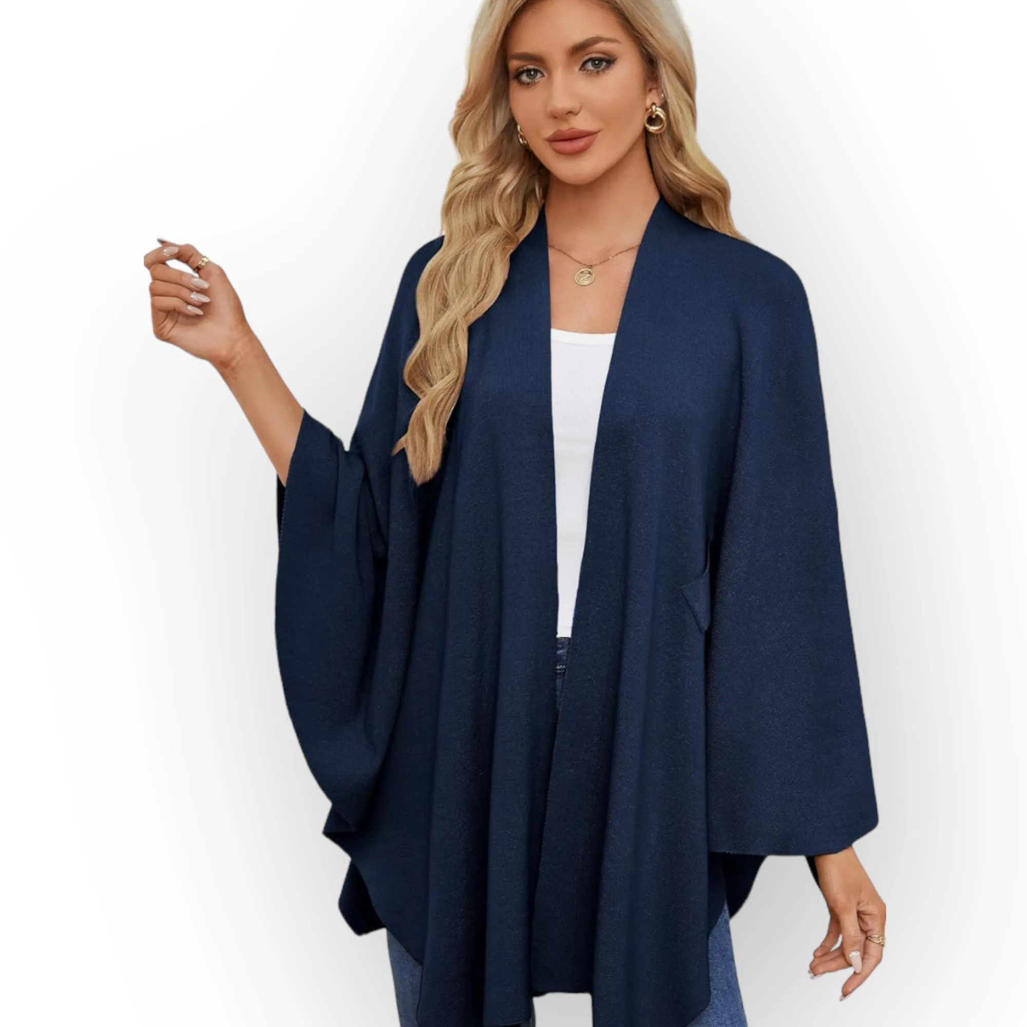 RITZY Front Closure Luxurious Winter Poncho Sweater