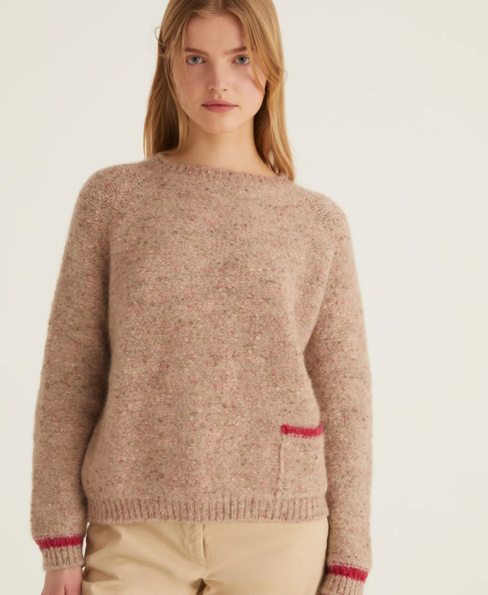 Rosso35 Alpaca Blend Sweater Pink Donegal