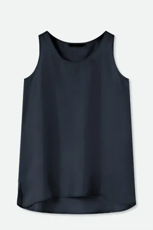 SABINA SILK TWILL TANK TOP IN NAVY