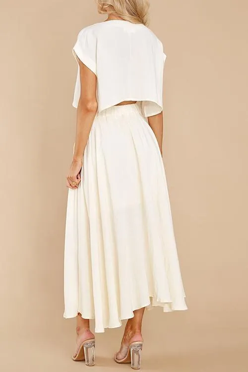 Solid Crop Maxi Skirts Sets