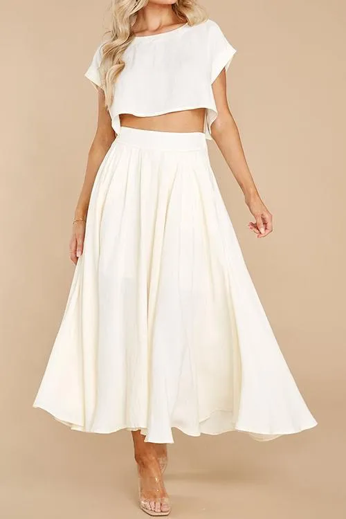 Solid Crop Maxi Skirts Sets