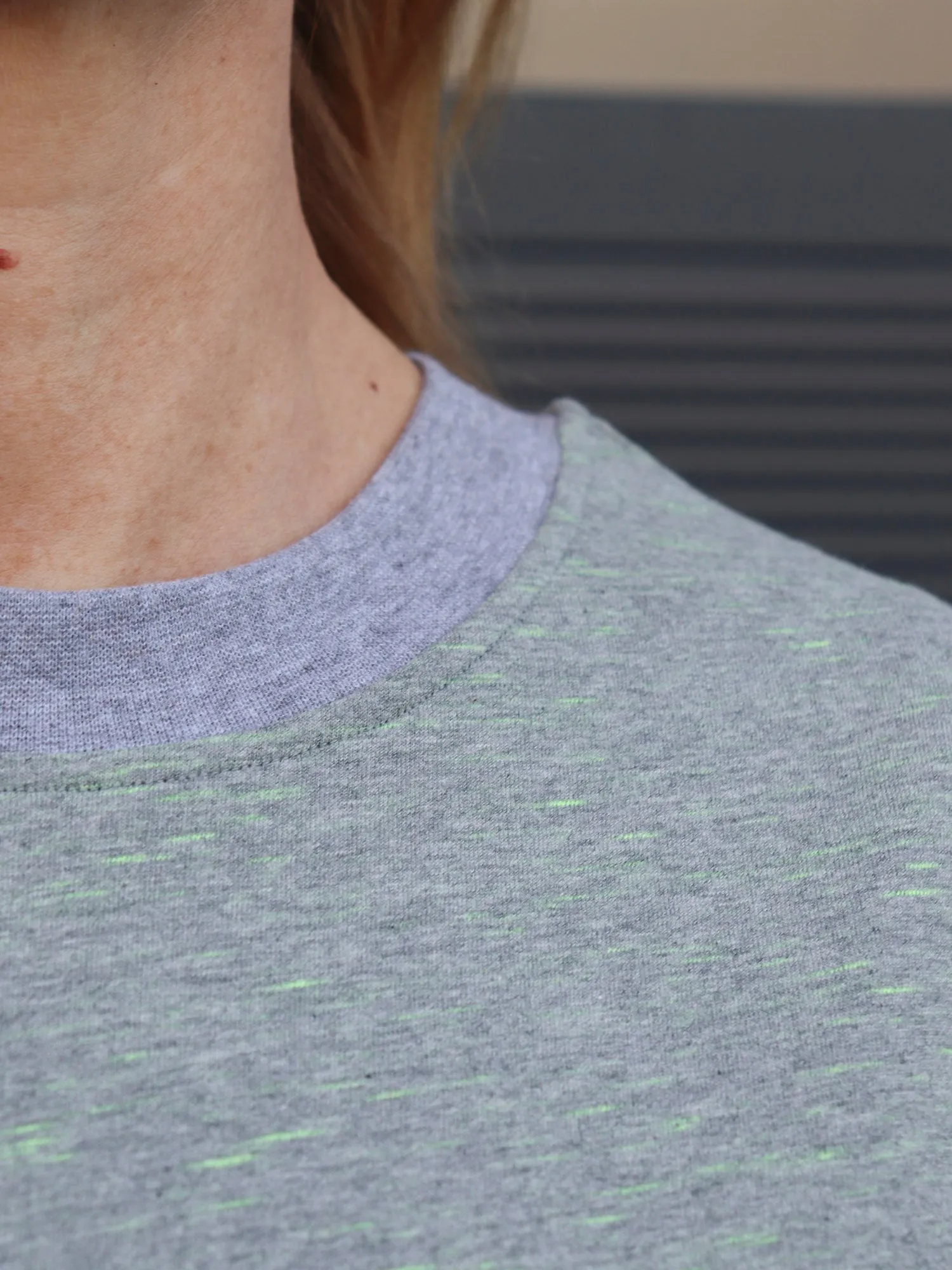 Tara T-Shirt Melange Grey/Lime