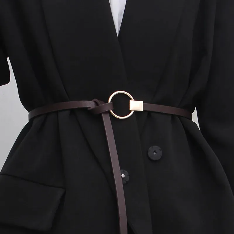 Thin Knot Belts for Women Belt Lady Waistband Soft PU Leather Belt Black Coffee Straps Wild Long Dress Coat Accessories Luxury