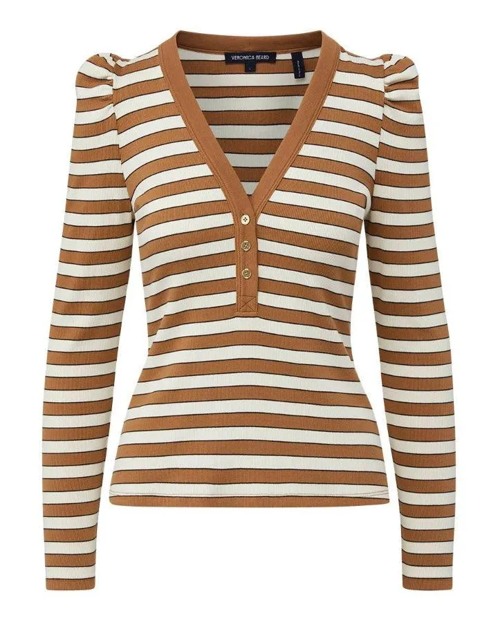 Veronica Beard Dekalb Striped Puff Sleeve Top